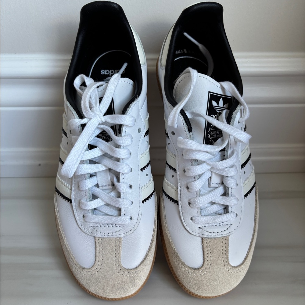Youth Adidas White and Black Samba Sneakers